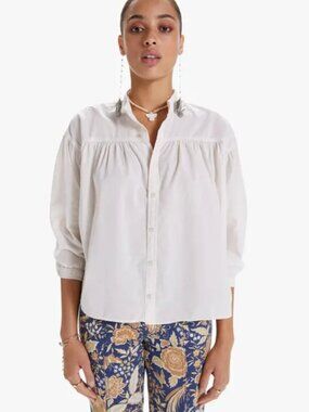 MOTHER The Gatherer Blouse in Ivory- M- Boho-Romantic- MSRP $228